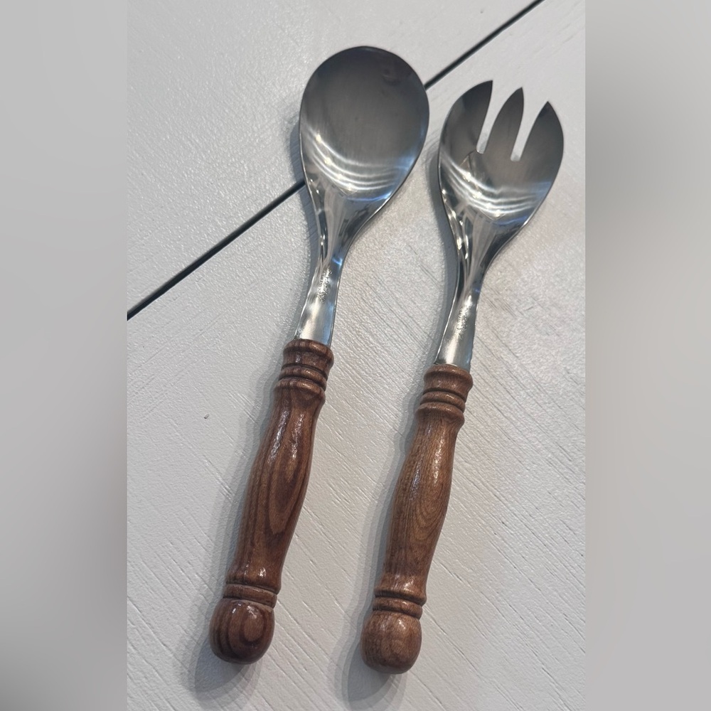 Vintage Frontier
 Wooden Handle Stainless Steel Serving Set